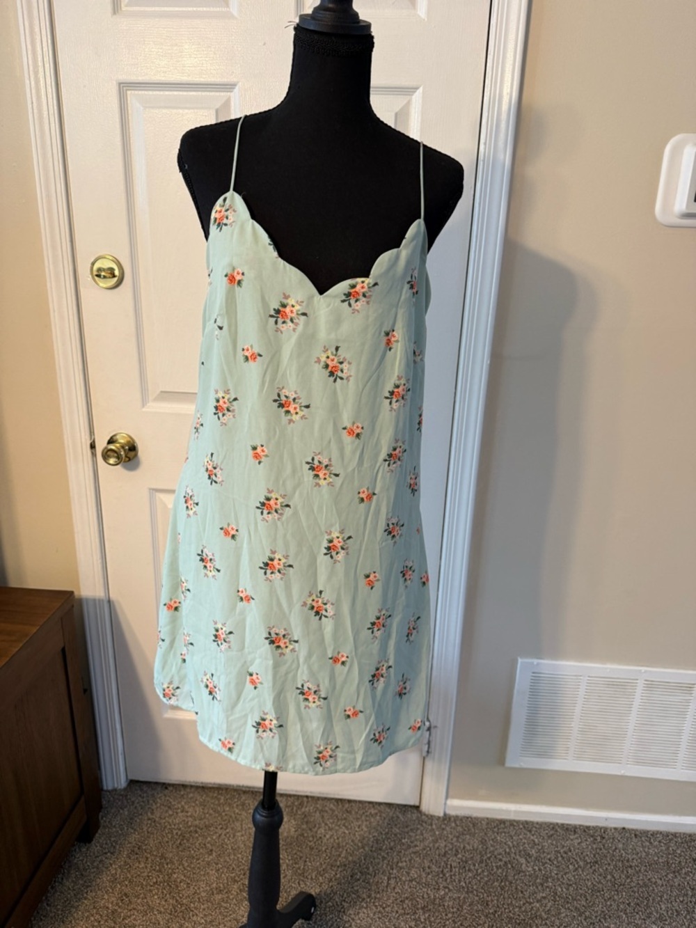 Trixxi Mint Floral Scalloped Dress